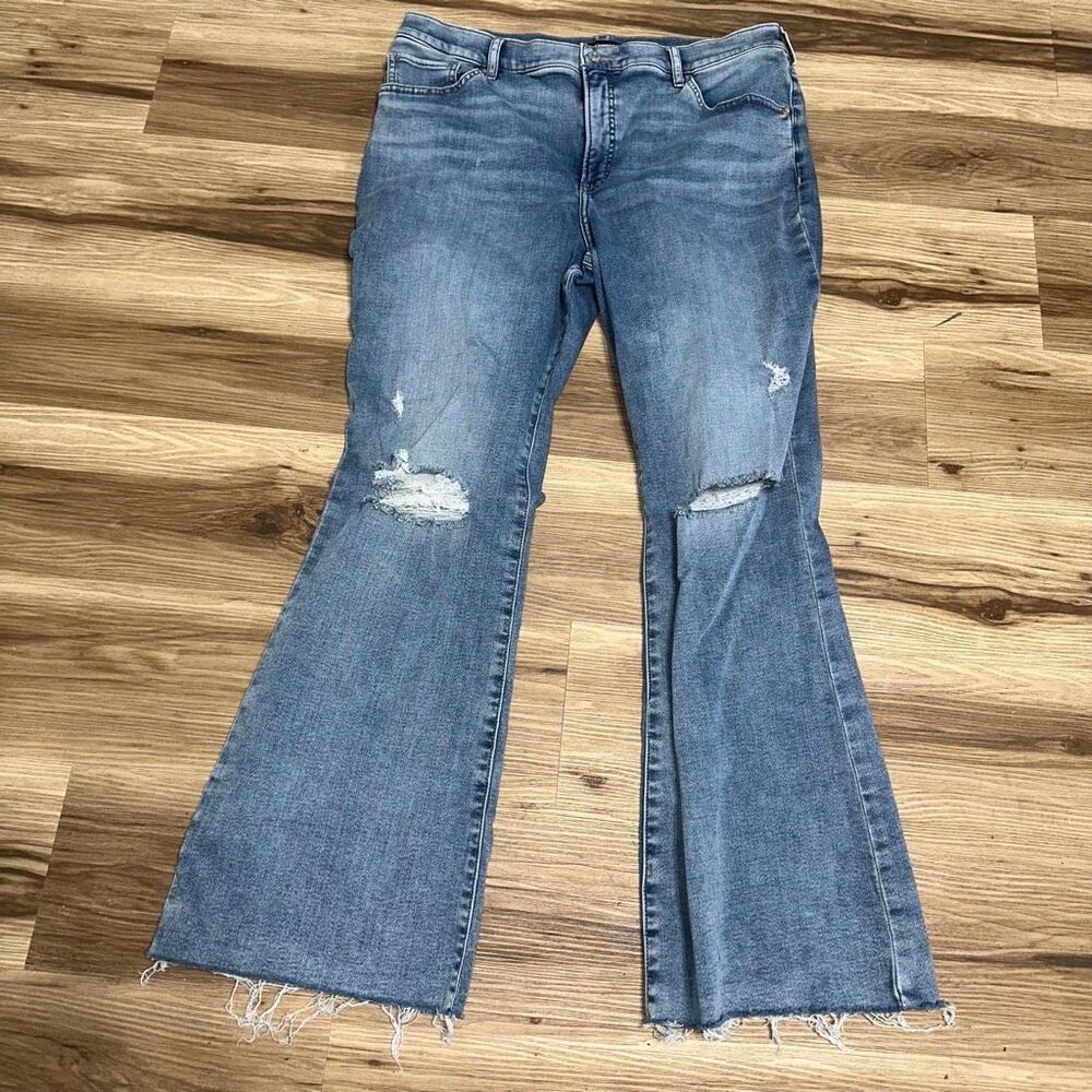 Express flared distressed rents hippy jeans